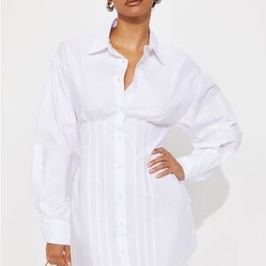 Vera Collar Shirt Mini Dress White